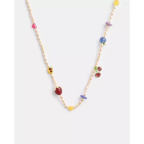 NWT Coach Multicolor Fruit Charm Necklace Gold/Multi CT069 - Picture 1 of 7